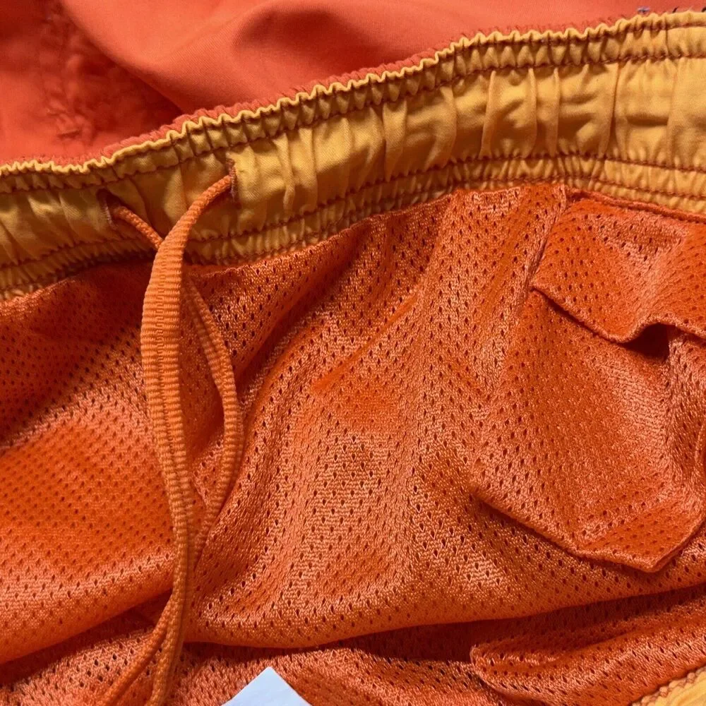 NIKE Men's Board Shorts Swim Trunks Mesh Lining Size Large Orange/Yellow Pockets